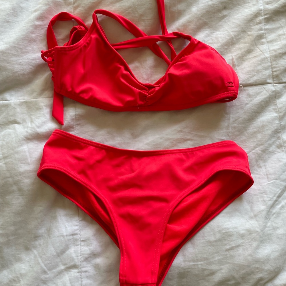 Billabong bright red bikini